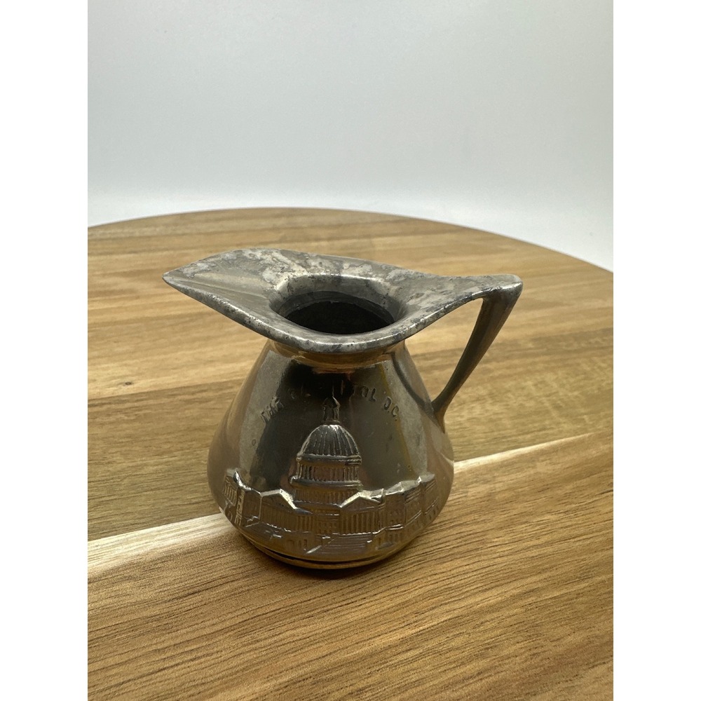 Vintage‎ Washington DC Souvenir Pitcher White House US Capitol Pewter Tone